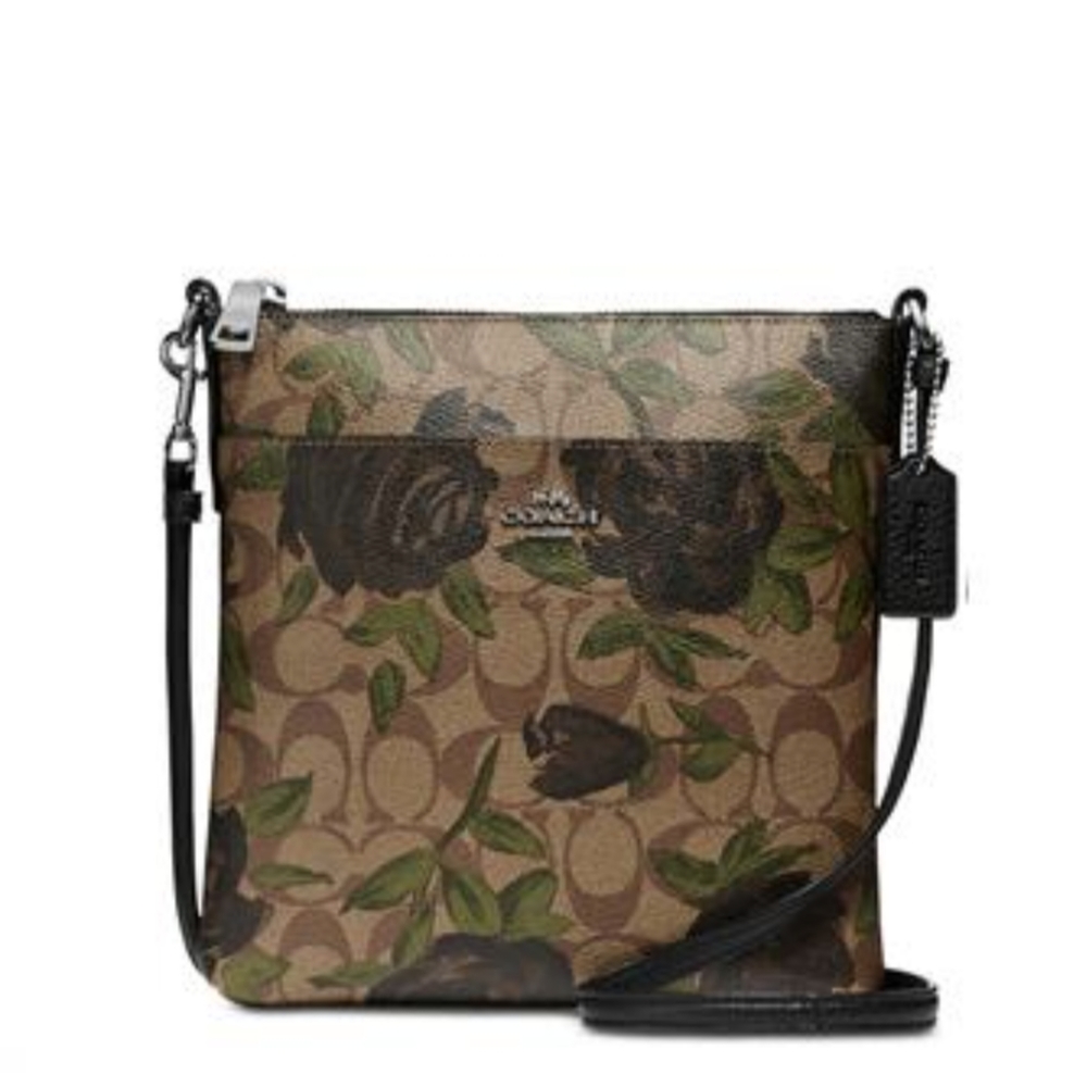Coach camo rose signature crossbody. Pre-owned. See video and close up pics.
